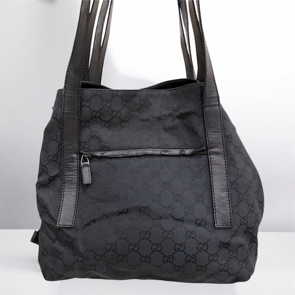 GUCCI GG Black Nylon Canvas Tote Shoulder Bag